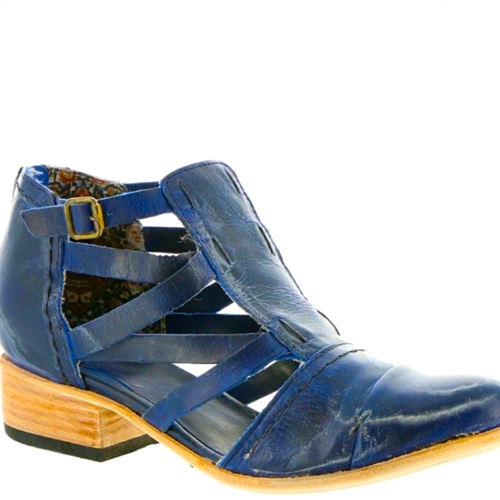 Rare Shoes FREEBIRD BY STEVEN Cobalt Blue Booties HOPE Sandals Leather Size 8